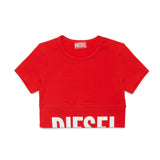 Diesel Kids T-shirt Rossa con Stampa Logo a Contrasto per Bambine