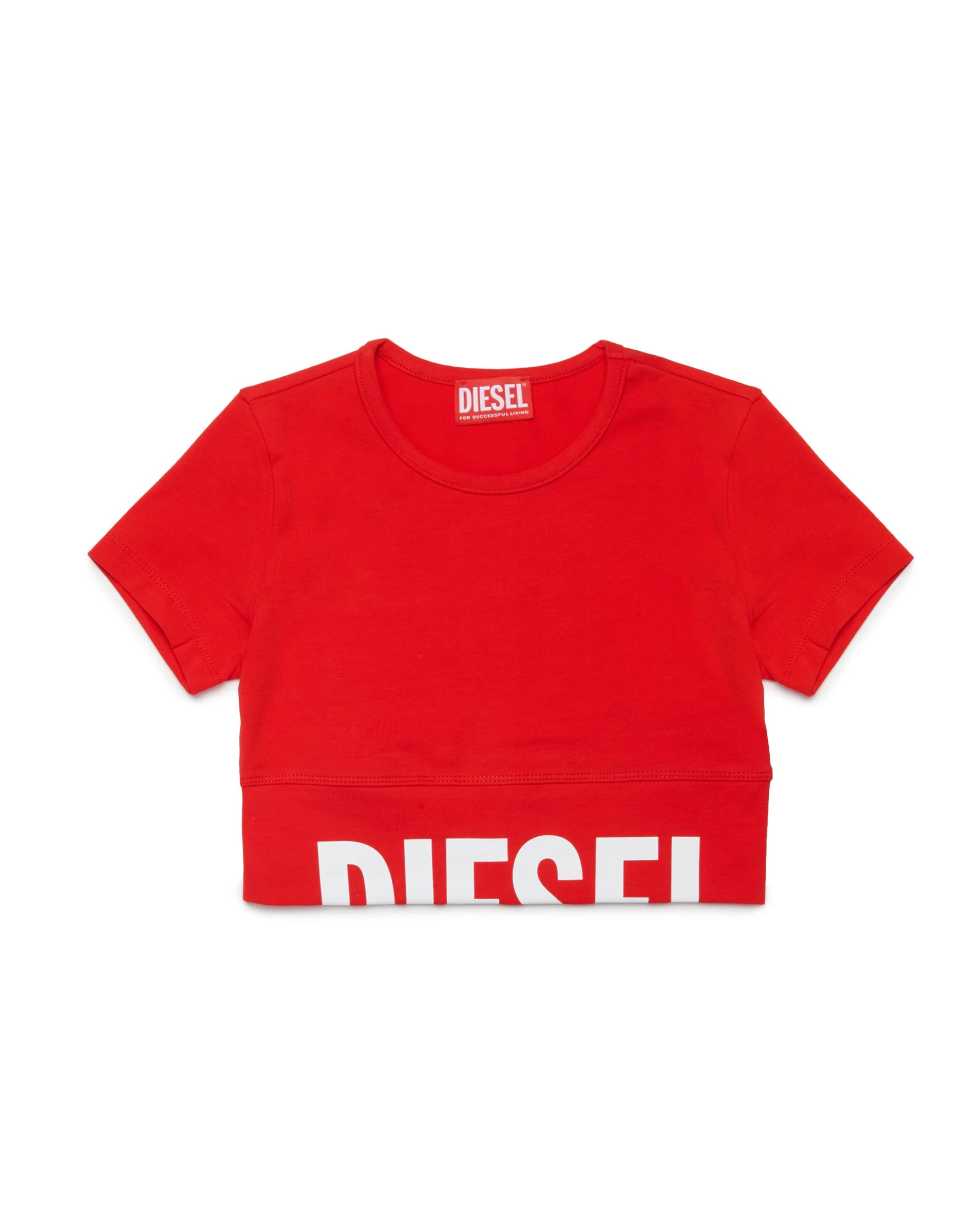 Diesel Kids T-shirt Rossa con Stampa Logo a Contrasto per Bambine