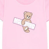 Moschino Kids T-Shirt Rosa con Maxi Logo Teddy per Neonate