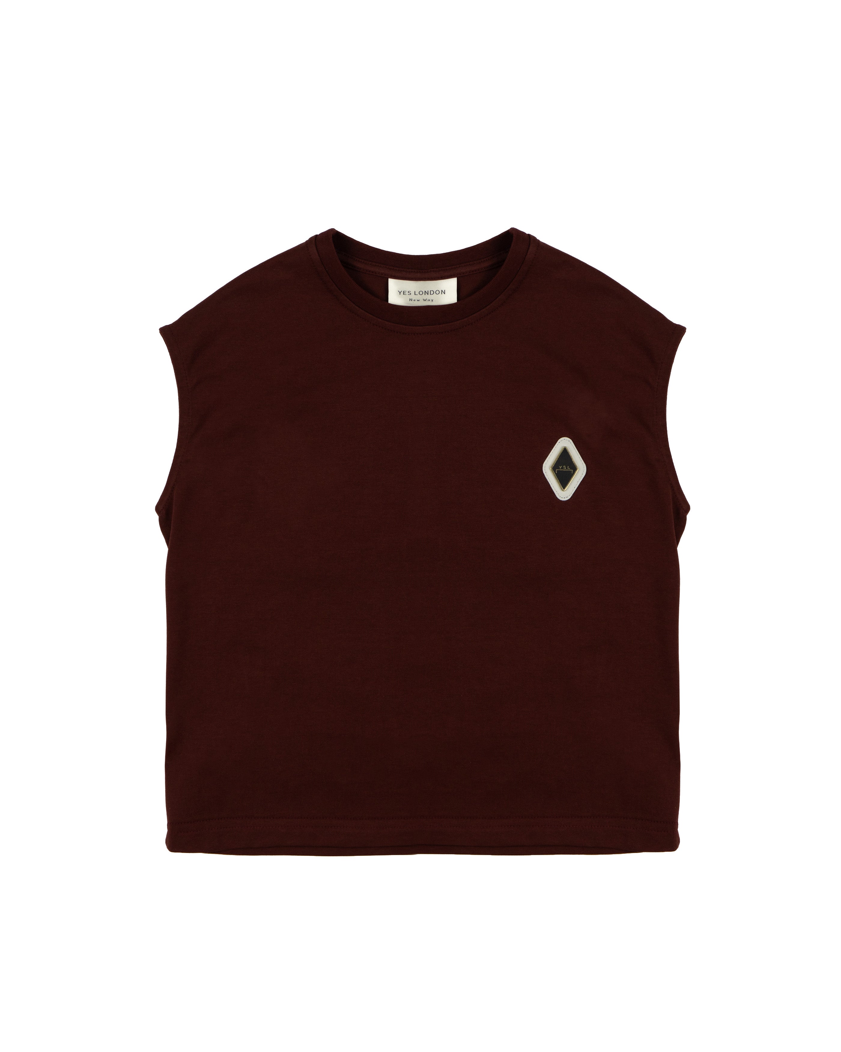 Yes London Kids Canotta Bordeaux Monocolore con Applicazione Logo per Bambini