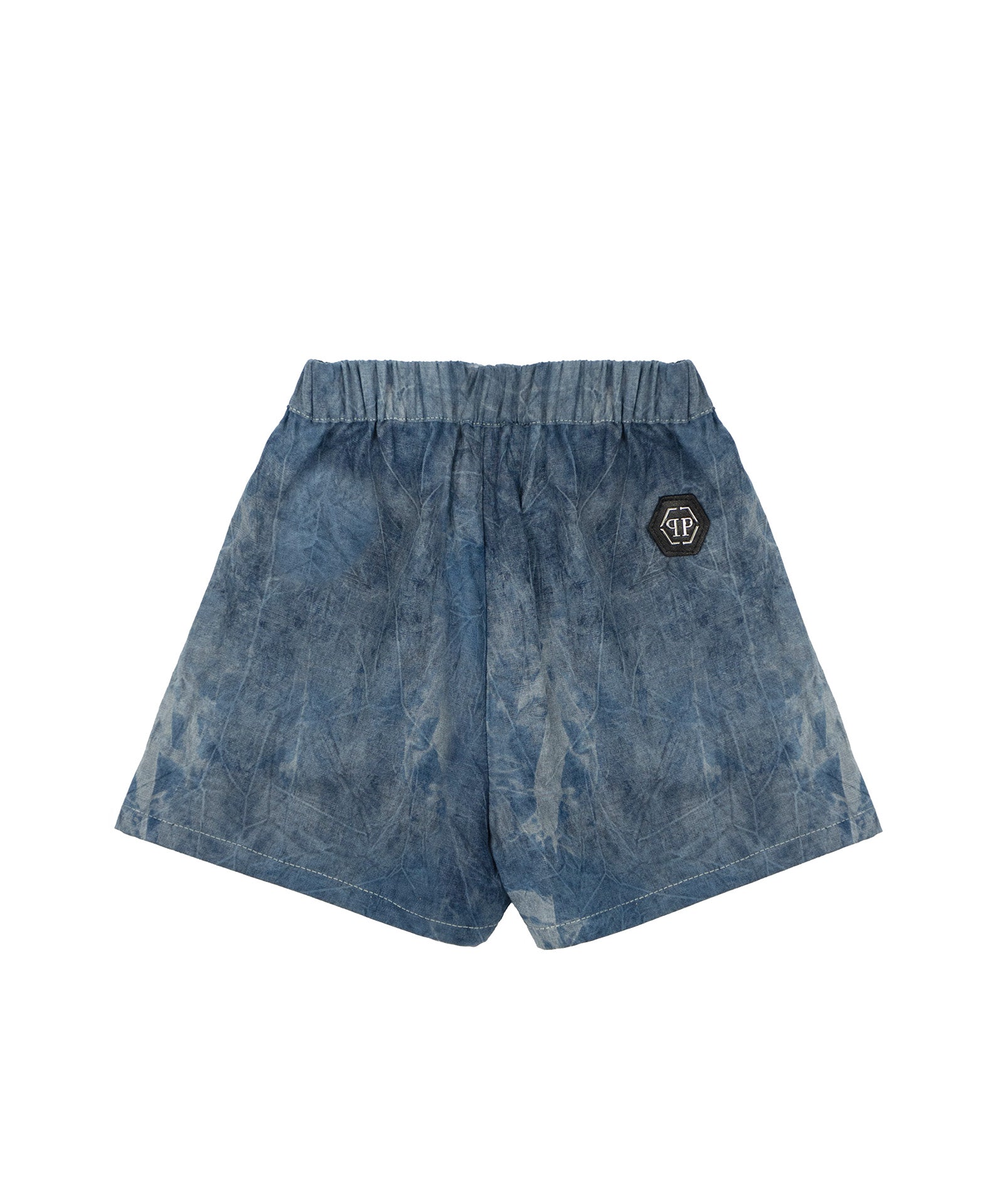 Philipp Plein Kids Short in Denim con Applicazione Strass per Bambine