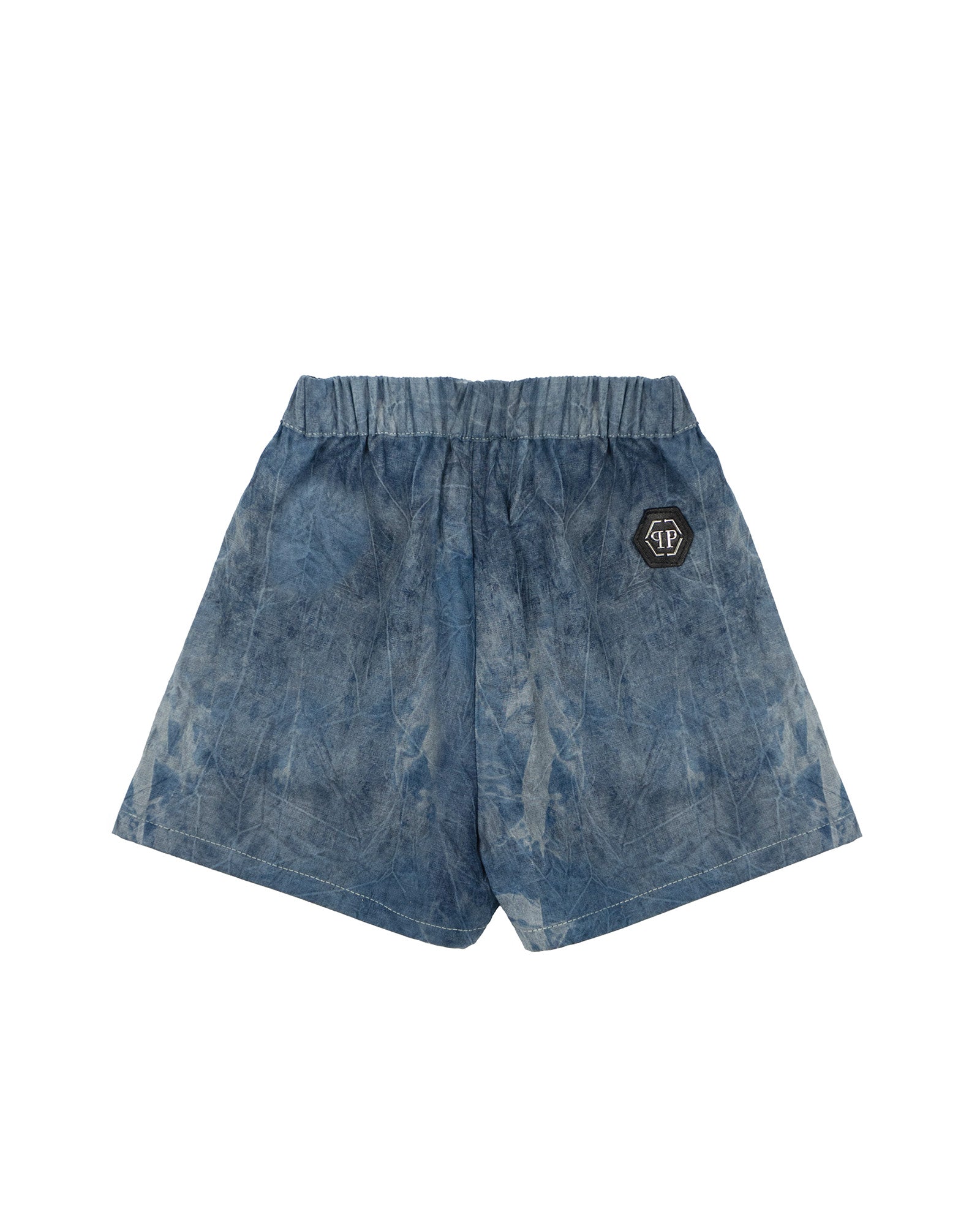 Philipp Plein Kids Short in Denim con Applicazione Strass per Bambine