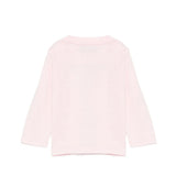Moschino Kids Maglia Rosa a Maniche Lunghe con Stampa Teddy Bear e Logo per Neonate