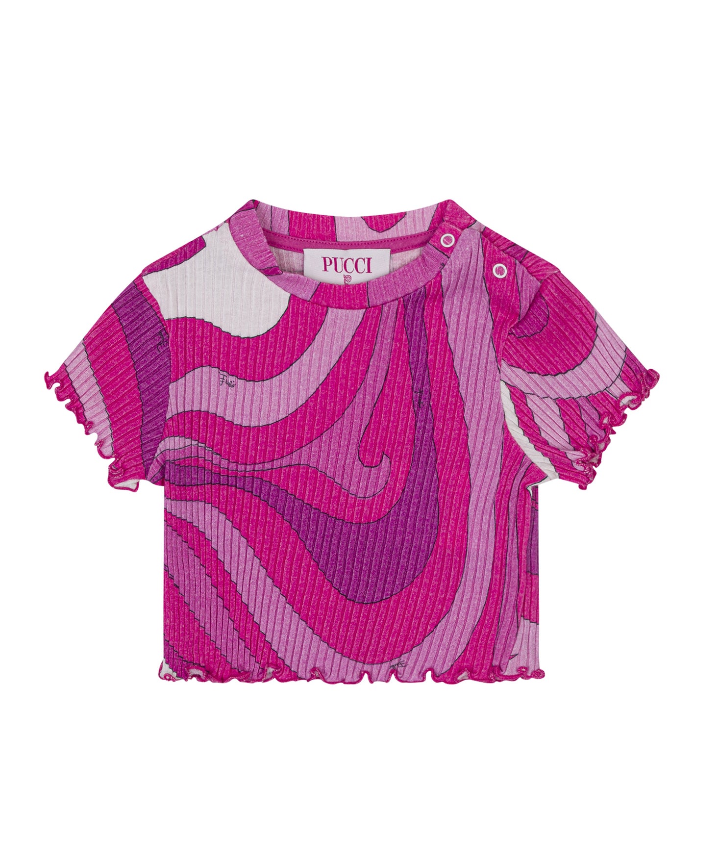 Emilio Pucci Kids T-Shirt a Coste e Fantasia per Neonate