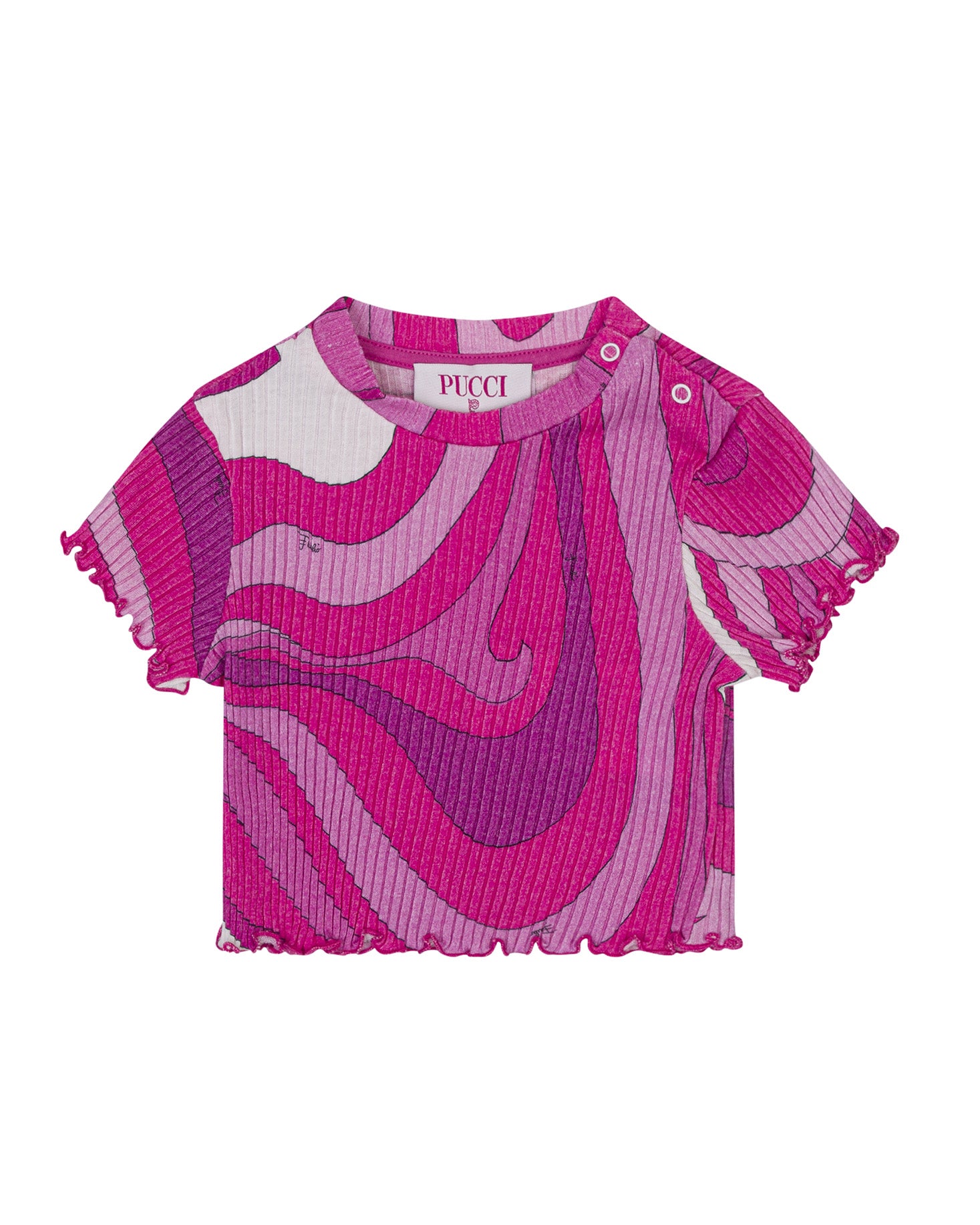 Emilio Pucci Kids T-Shirt a Coste e Fantasia per Neonate