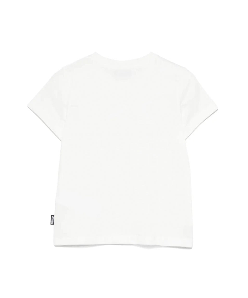 Moschino Kids T-Shirt Panna con Ricamo Teddy per Bambini