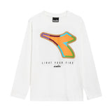Diadora Kids Long Sleeve T-shirt Cream with Print for Children
