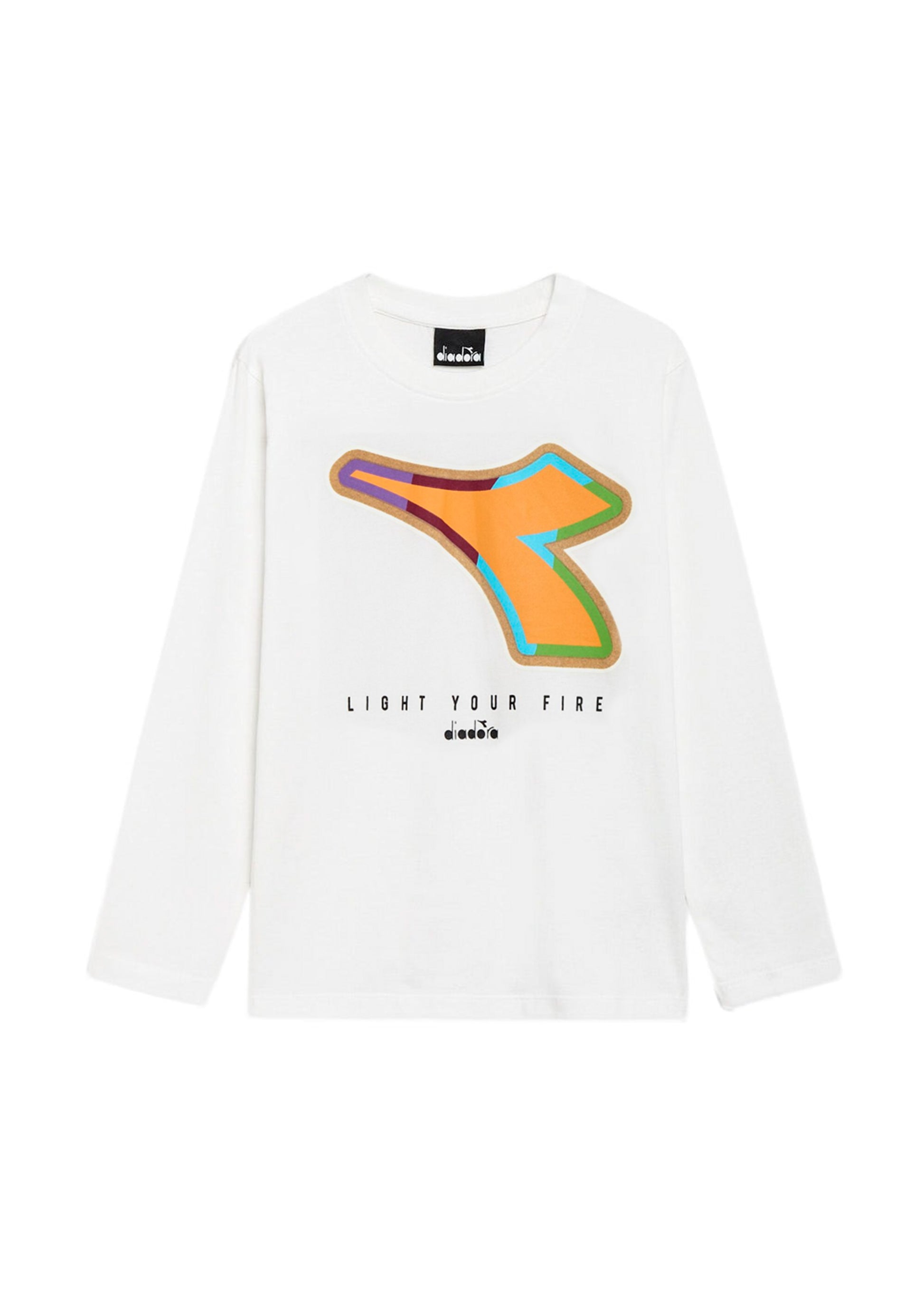 Diadora Kids T-shirt Maniche Lunghe Crema con Stampa per Bambini