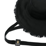 Elisabetta Franchi La Mia Bambina Cappello Nero con Frange e Ricamo Logo Tono su Tono per Bambine
