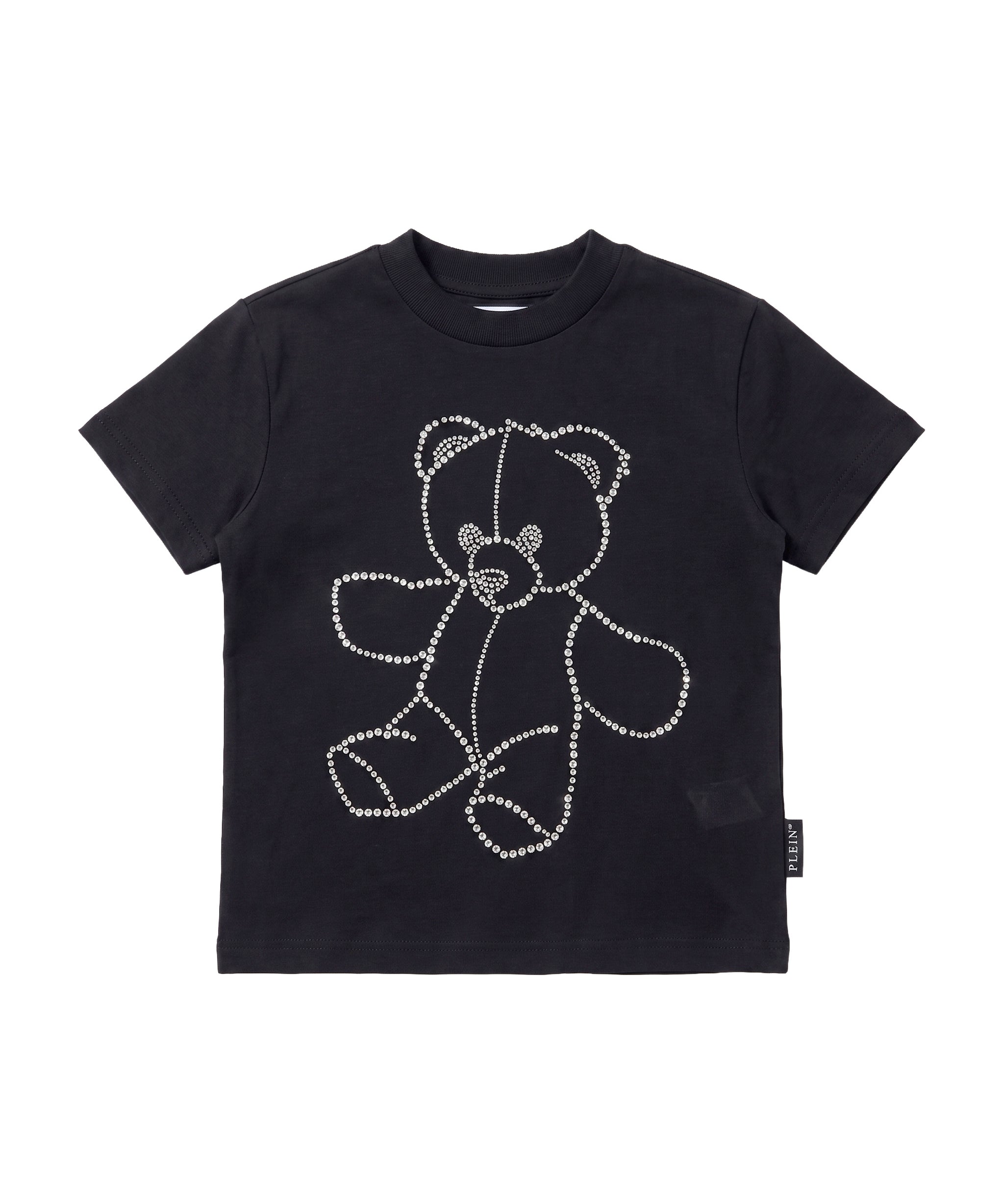 Philipp Plein Kids T-Shirt Nera in Cotone con Teddy Bear di Strass Unisex per Bambini