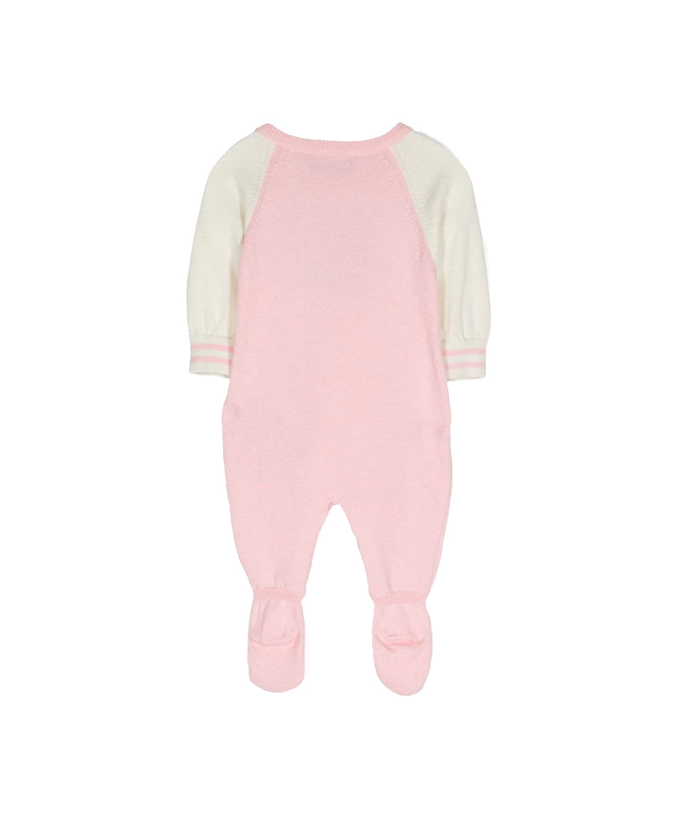 Moschino Kids Tutina rosa in Lana con Teddy Bear per Neonati