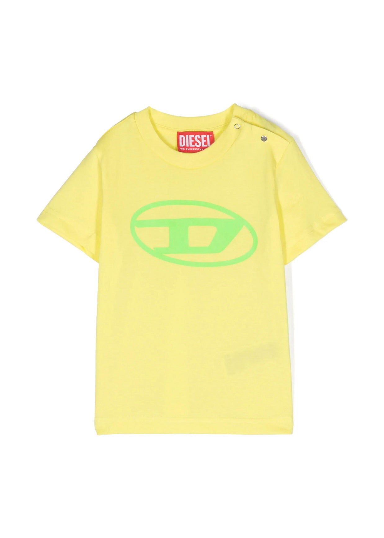 Diesel Kids T-Shirt Gialla con Logo Oval D per Neonati