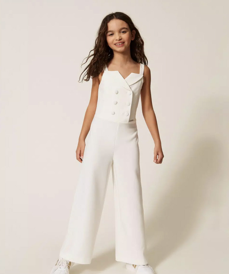 Twinset Kids Tuta Off-White Doppiopetto per Bambine