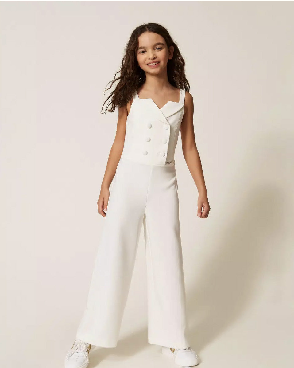 Twinset Kids Tuta Off-White Doppiopetto per Bambine