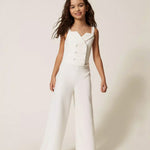 Twinset Kids Tuta Off-White Doppiopetto per Bambine