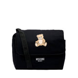Moschino Kids Borsa Mamma Nera con Stampa Teddy Bear e Logo per Neonati
