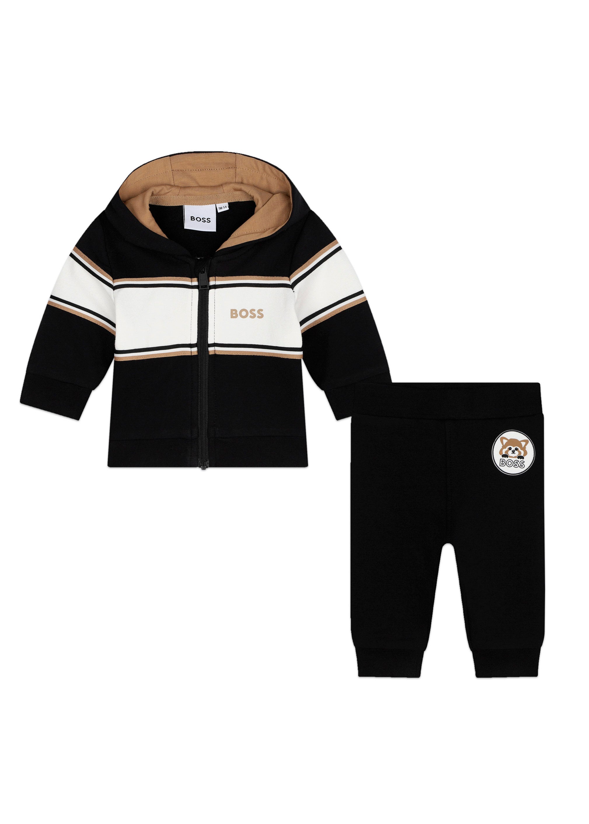 Boss Kids Completo Felpa con Pantalone Neri per Neonati