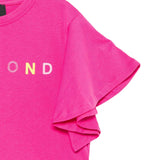 John Richmond Kids T-Shirt Crop Rosa con Logo Multicolor per Bambine