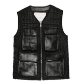 Yes London Kids Gilet Nero  in Nylon e Tasche in Pelle per Bambini