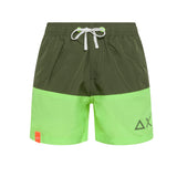 Sun68 Kids Costume Boxer Verde Militare/Fluo per Bambini (FRONTE)