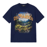 Dsquared2 Kids T-Shirt Blu con Stampa Heritage per Neonati