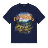 Dsquared2 Kids T-Shirt Blu con Stampa Heritage per Neonati