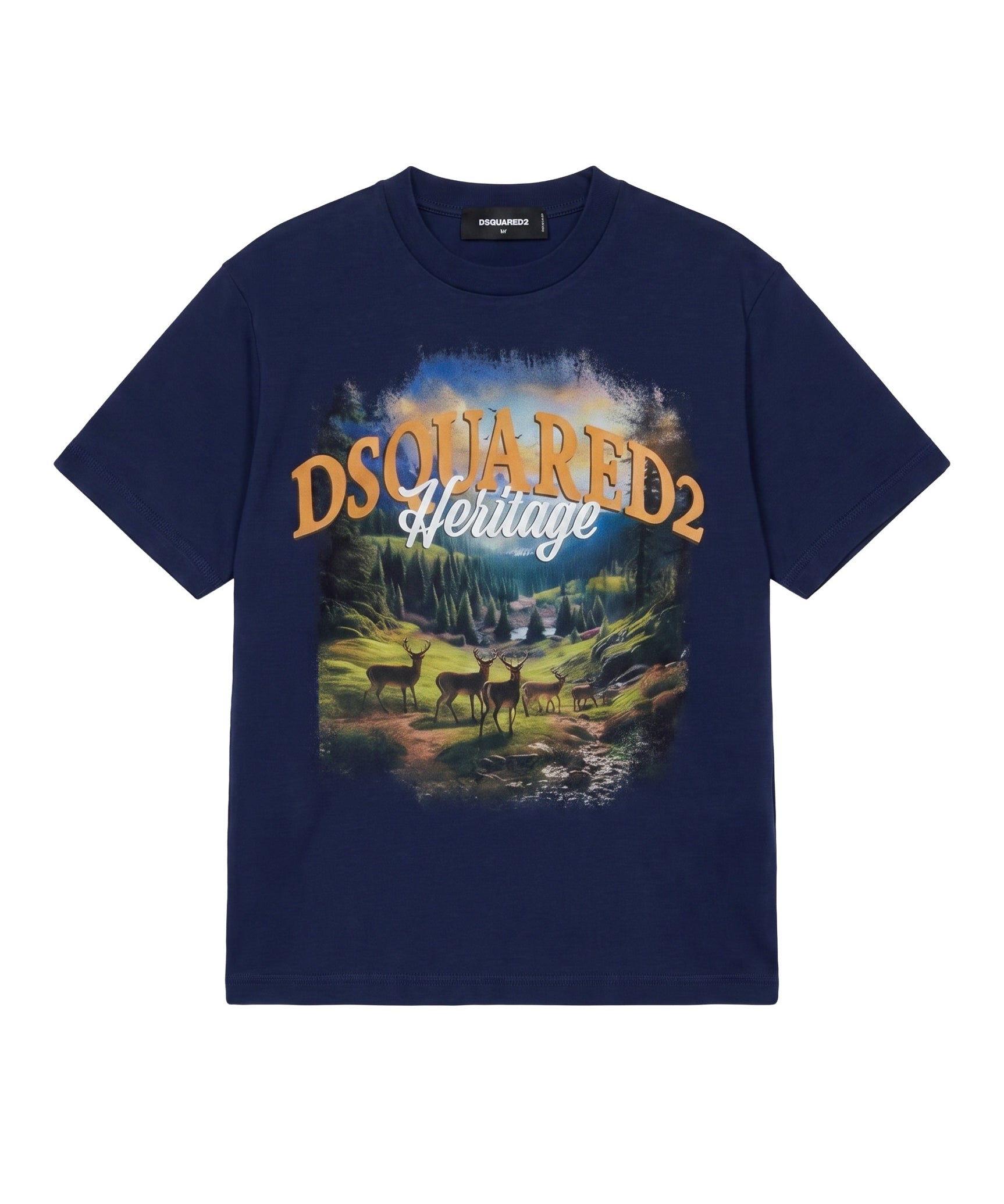 Dsquared2 Kids T-Shirt Blu con Stampa Heritage per Neonati
