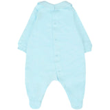 Moschino Kids Tutina con Bavetta e Cappellino Celeste con Logo per Neonati