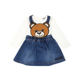 Moschino Kids Salopette con T-shirt Panna Teddy Bear per Neonate