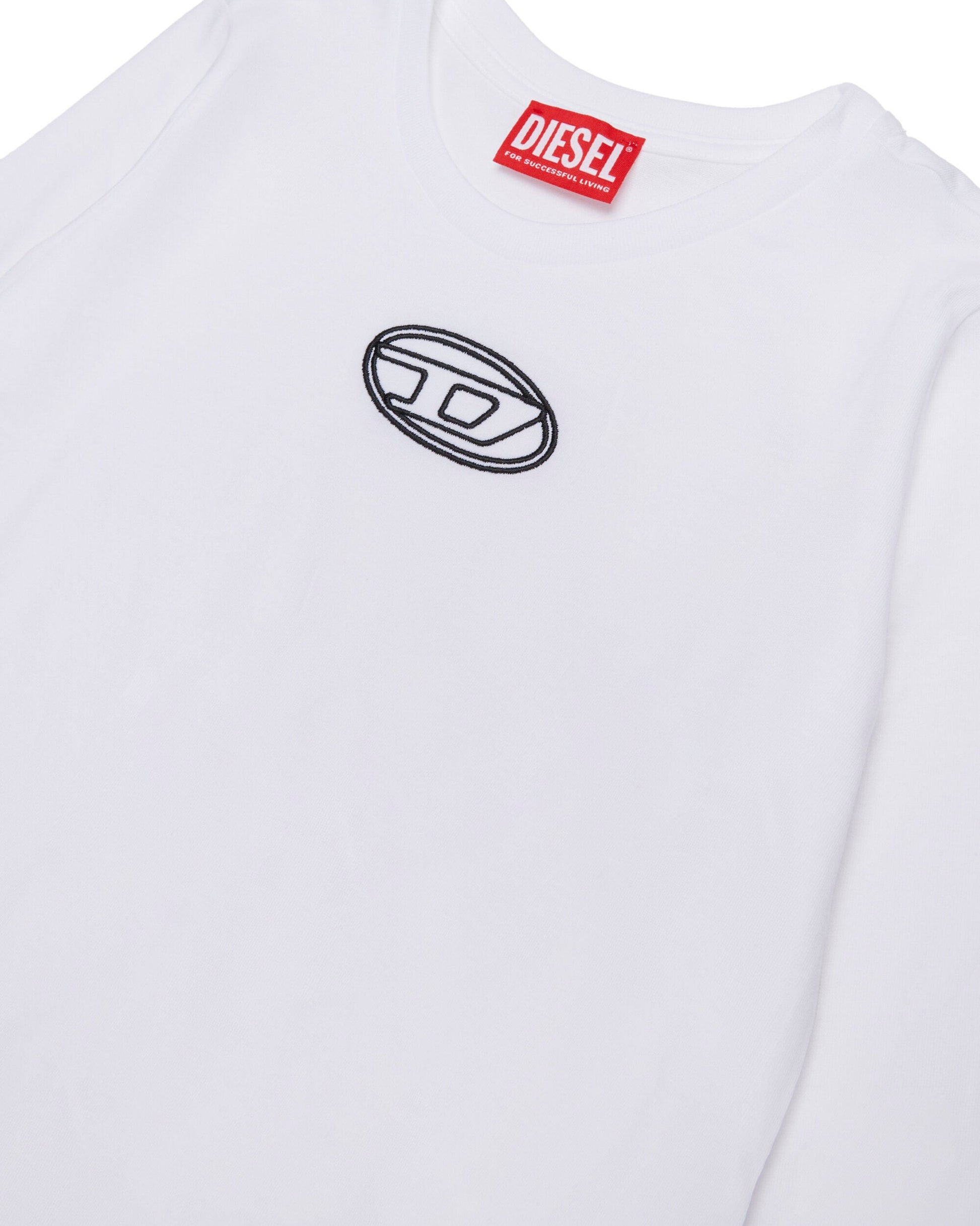 Diesel Kids T shirt Manica Lunga Bianca con Oval D per Bambini