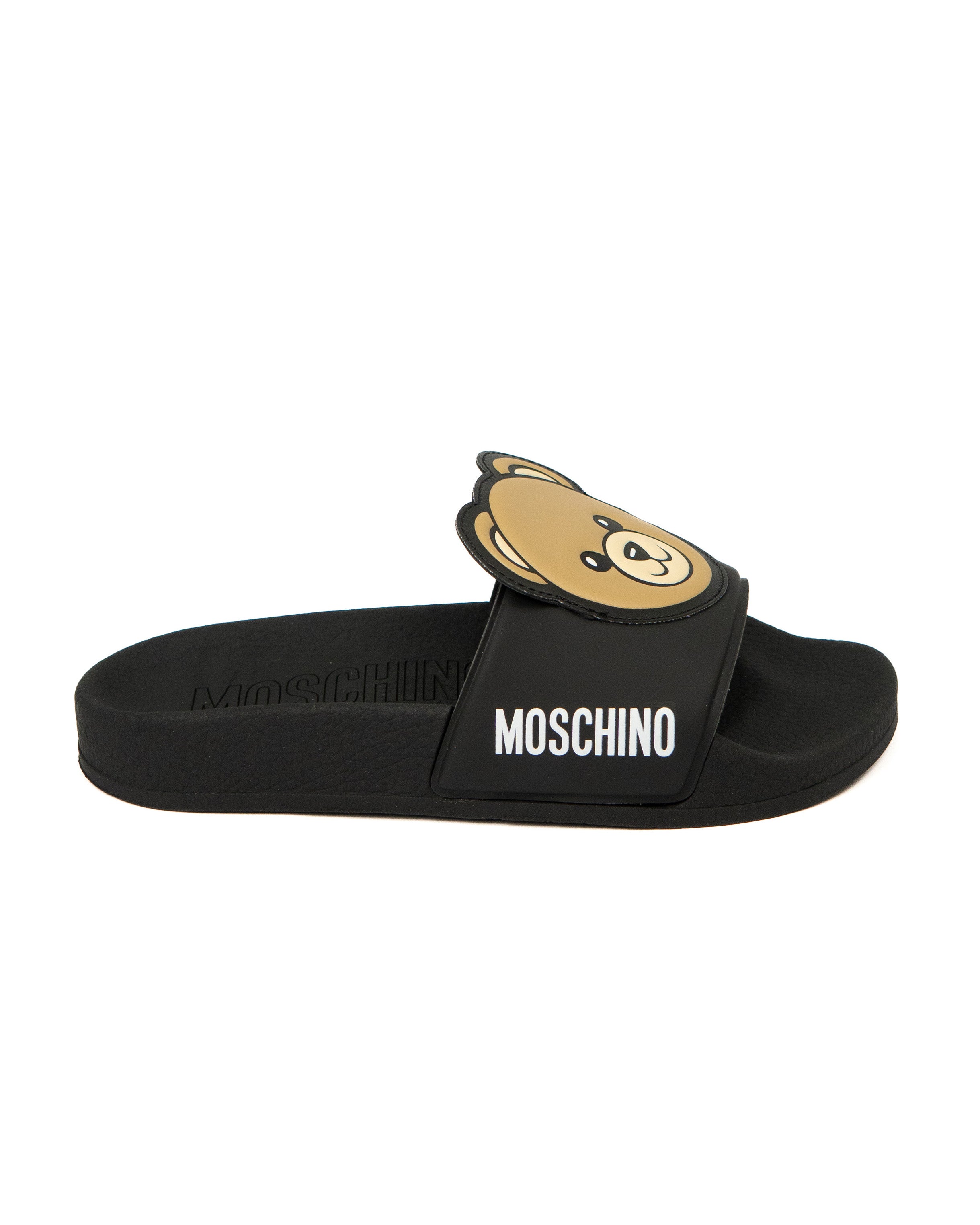 Moschino Kids Ciabatta Nero con Teddy per Bambini