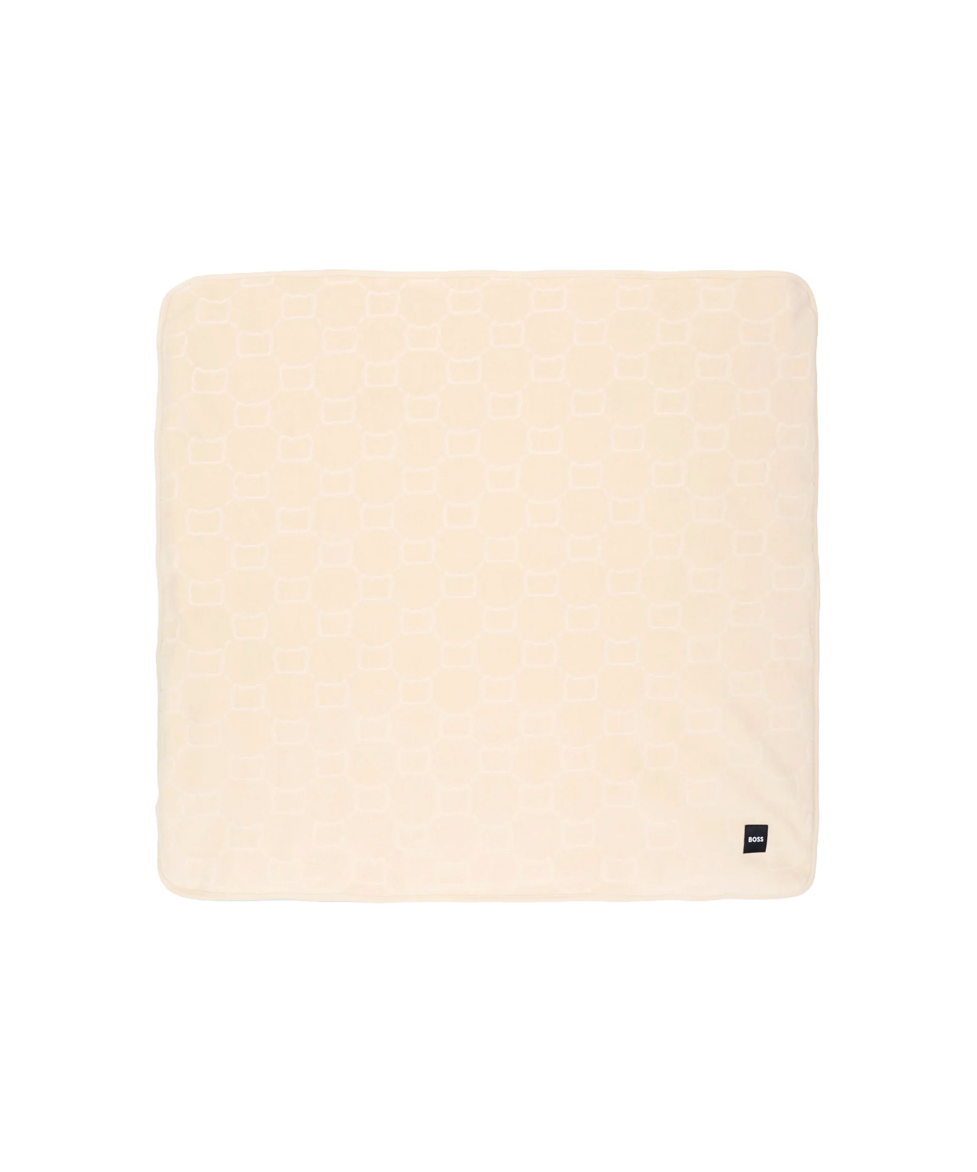 BOSS Kids Copertina Beige Bifacciale in Cotone con Orsetti Jacquard e Logo per Bambini