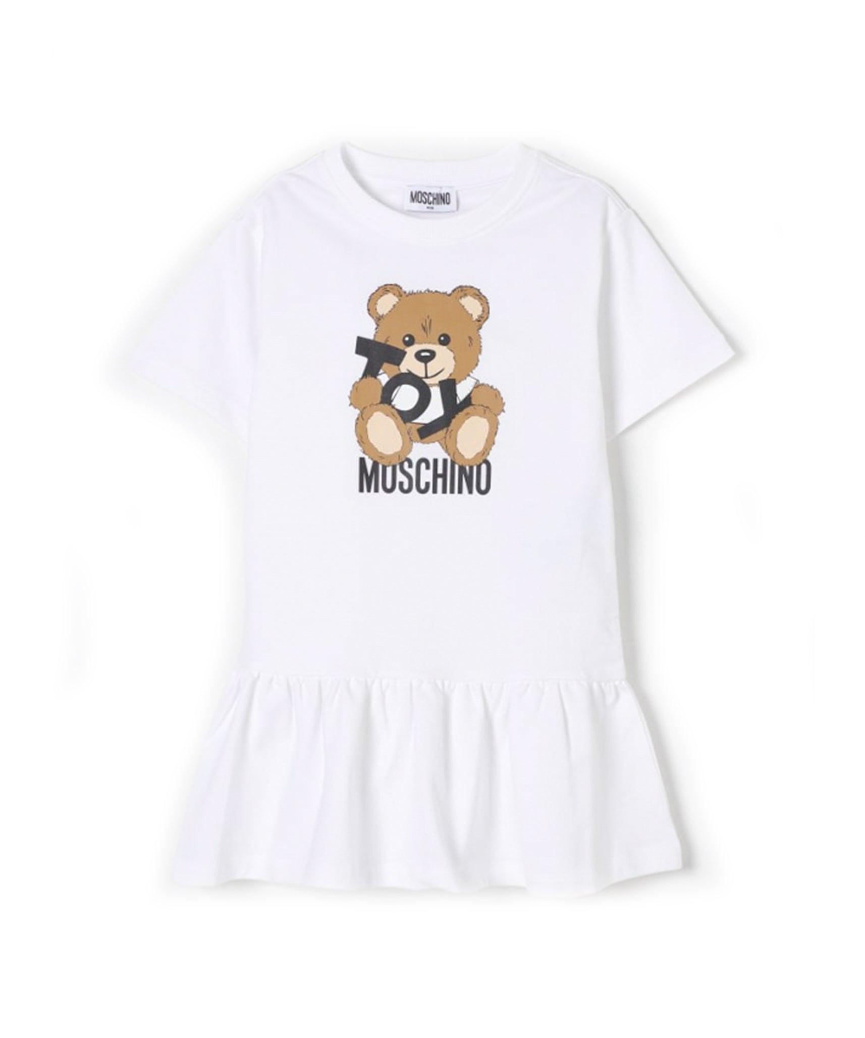 Moschino Kids Abito Bianco con Stampa Toy per Bambine