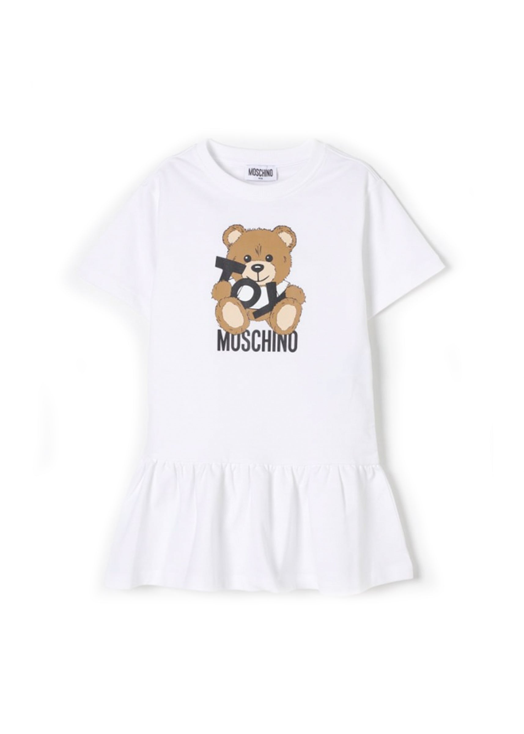 Moschino Kids Abito Bianco con Stampa Toy per Bambine