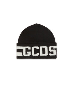 Gcds Kids Cappello Beanie Nero in Lana