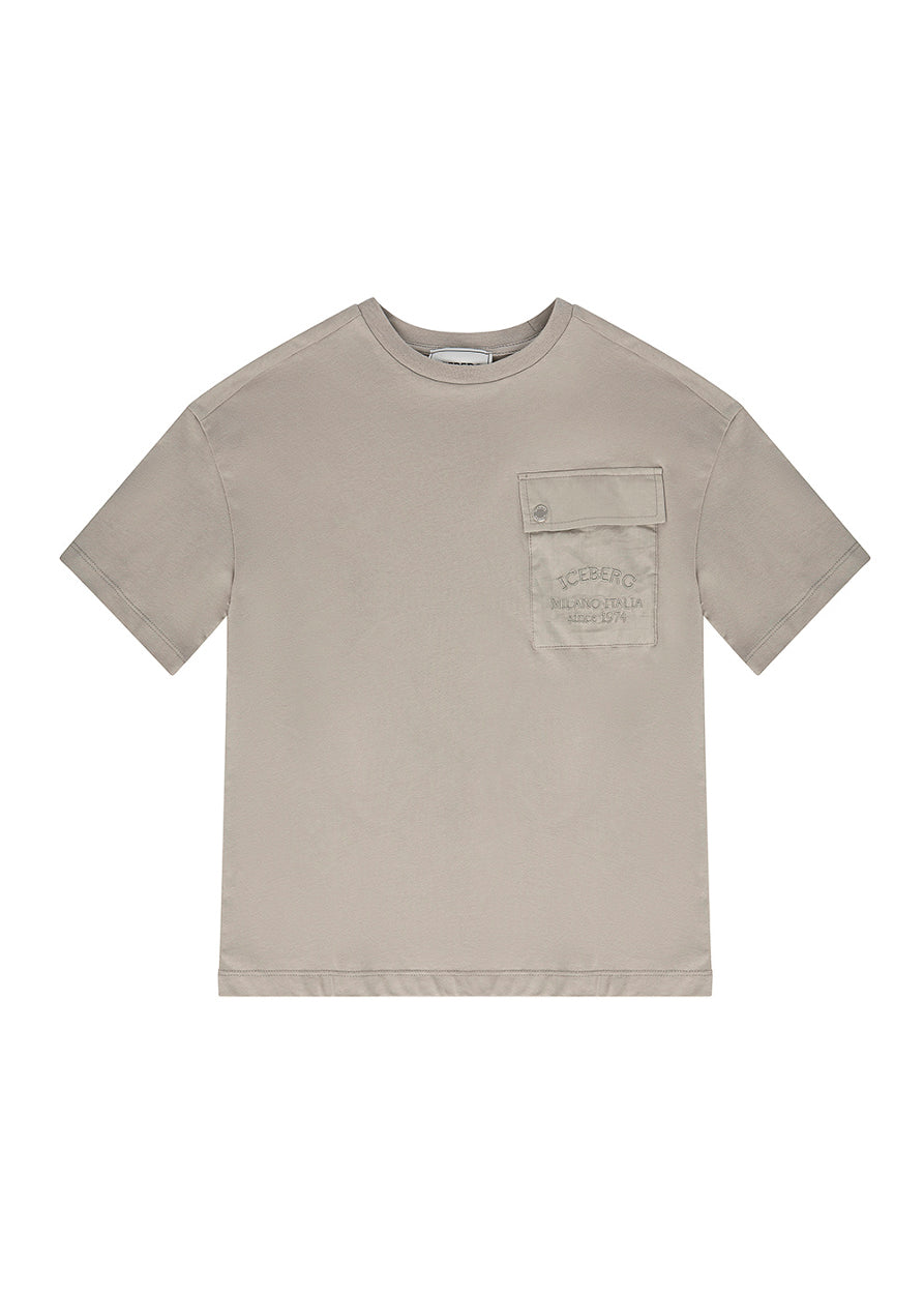Iceberg Kids T-Shirt Grigia con Taschino per Bambini