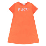 Emilio Pucci Kids Abito Arancione con Applicazioni su Logo per Bambine
