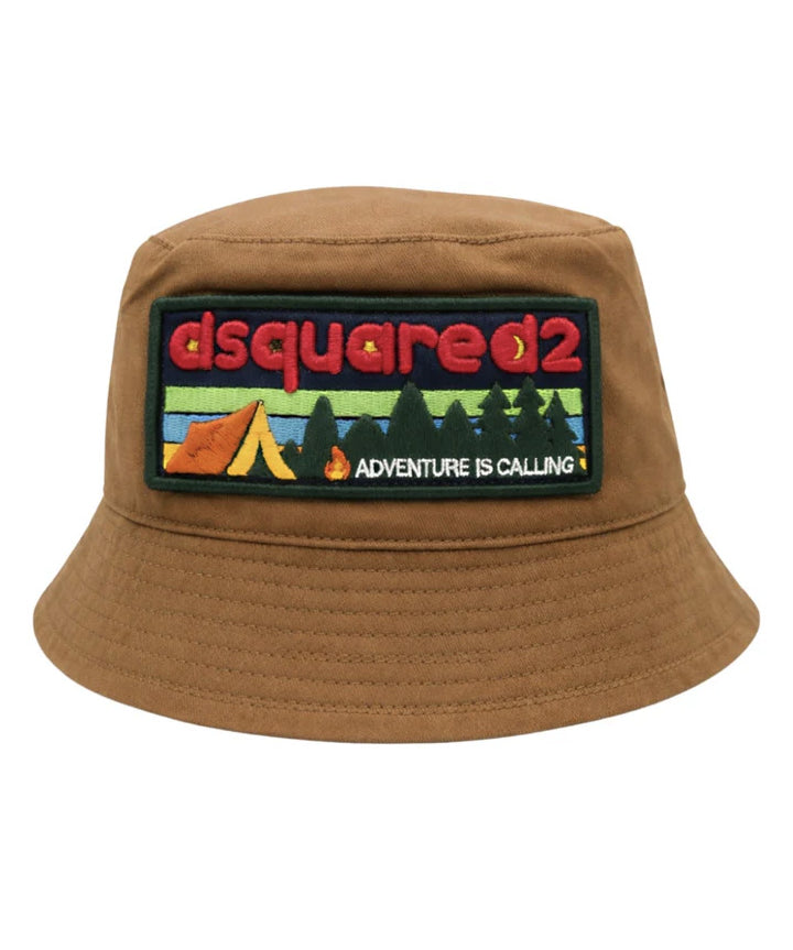 Dsquared2 Kids Cappello Marrone con Patch logo Ricamato
