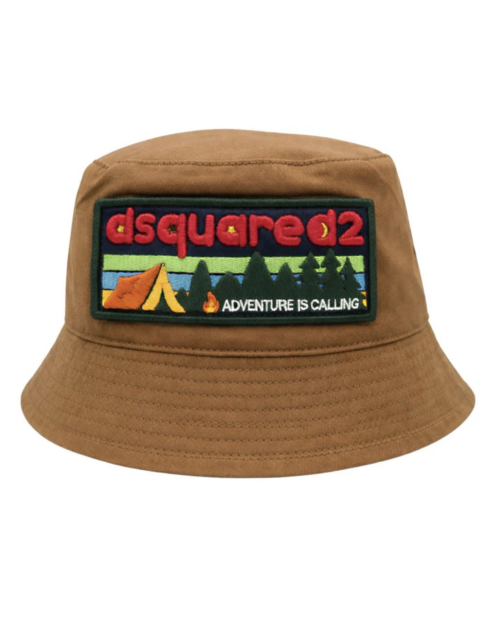 Dsquared2 Kids Cappello Marrone con Patch logo Ricamato