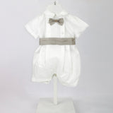 Marlu' White Romper with Bow Tie for Newborns