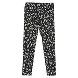 Pinko Kids Leggings Nero con Logo All Over per Bambine