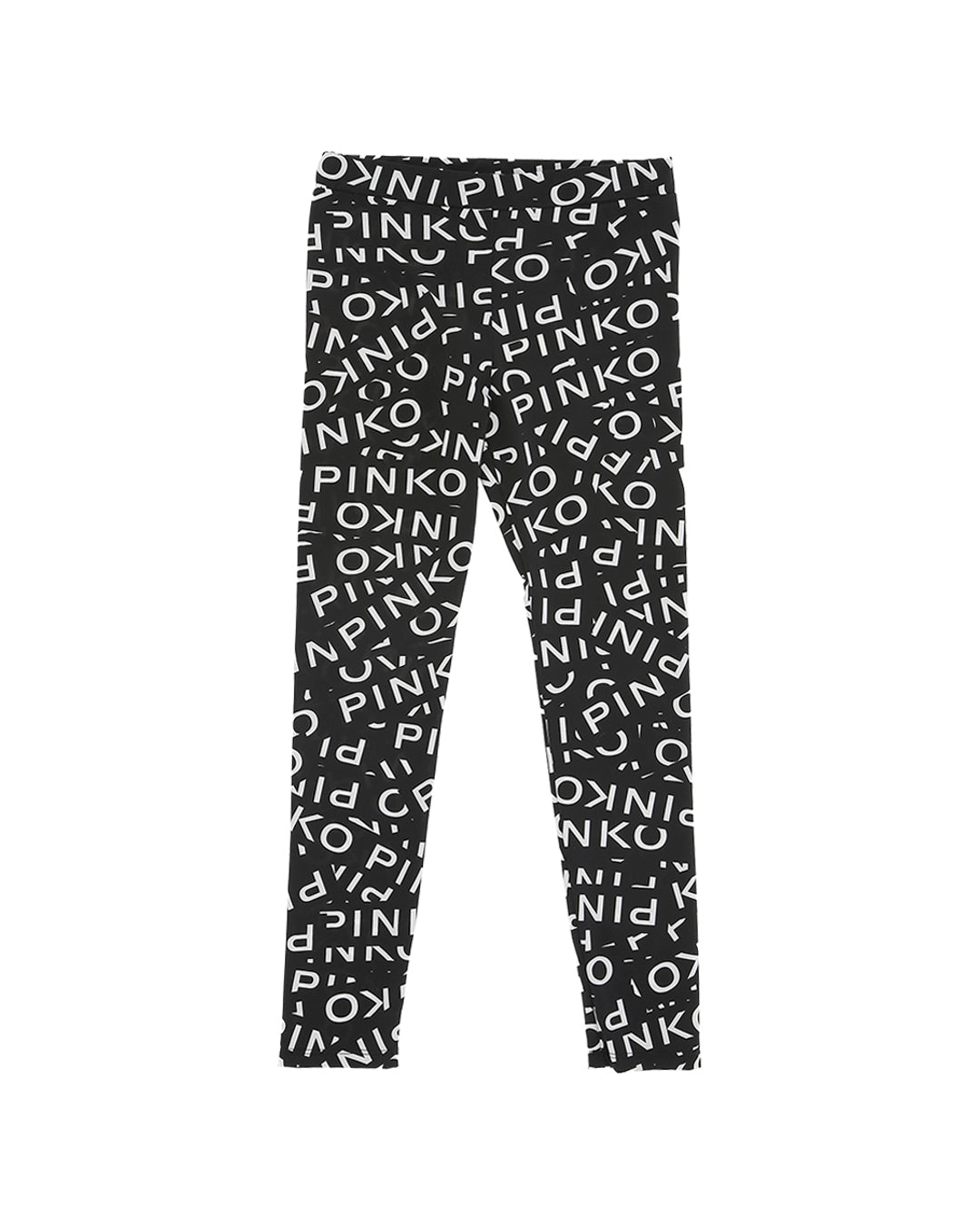 Pinko Kids Leggings Nero con Logo All Over per Bambine
