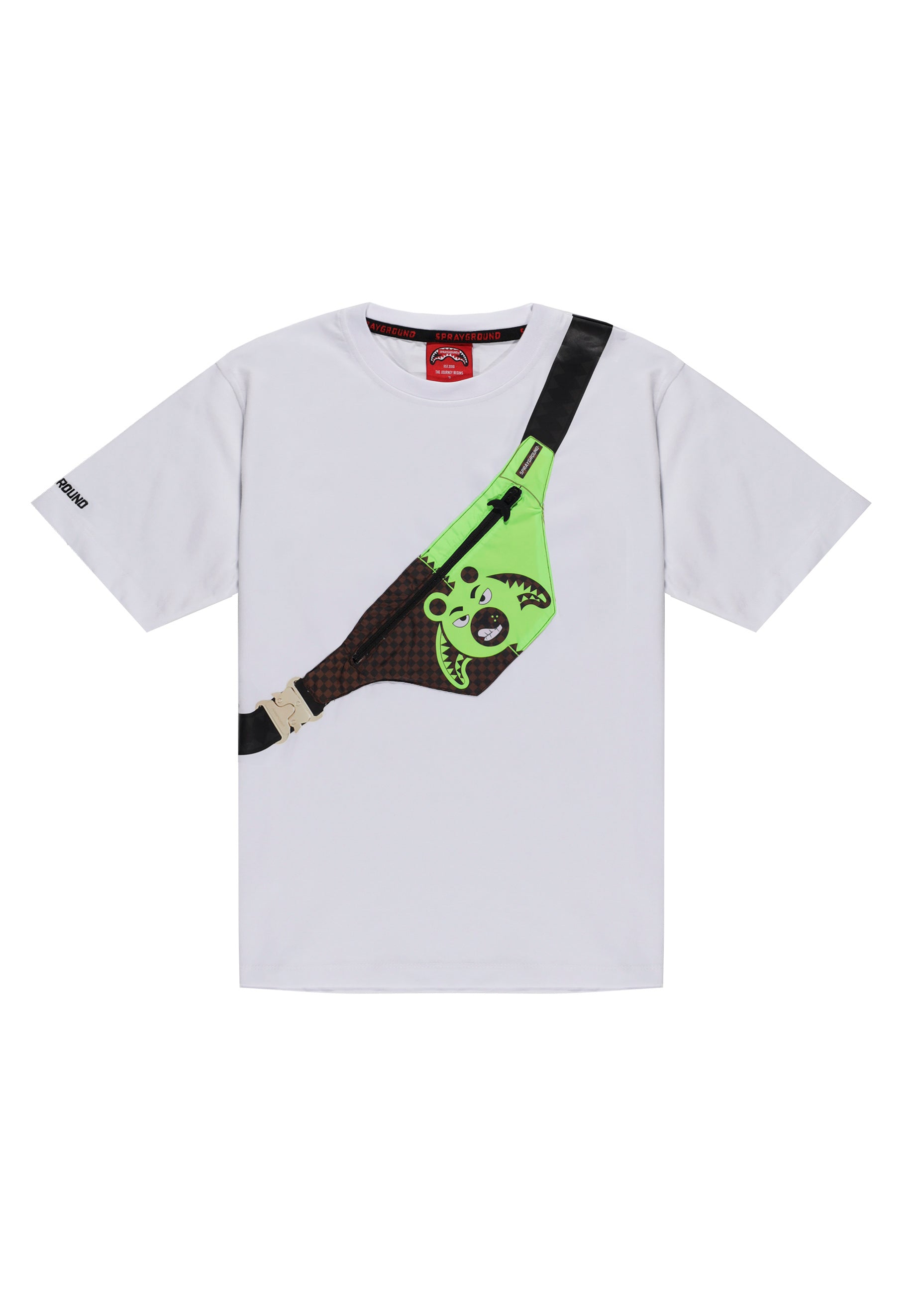 Sprayground Kids T-shirt Bianca Green Bear Pouch per Bambini