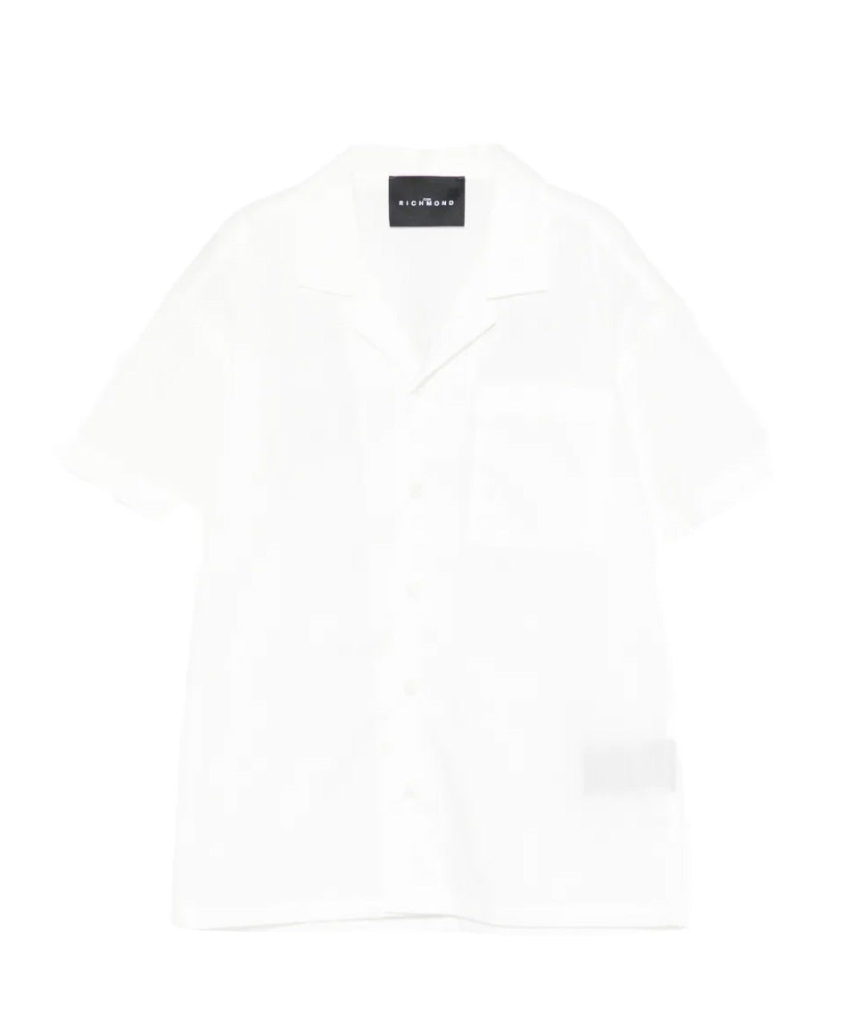 John Richmond Kids Camicia Bianco con Ricamo Logo sul Retro per Bambini