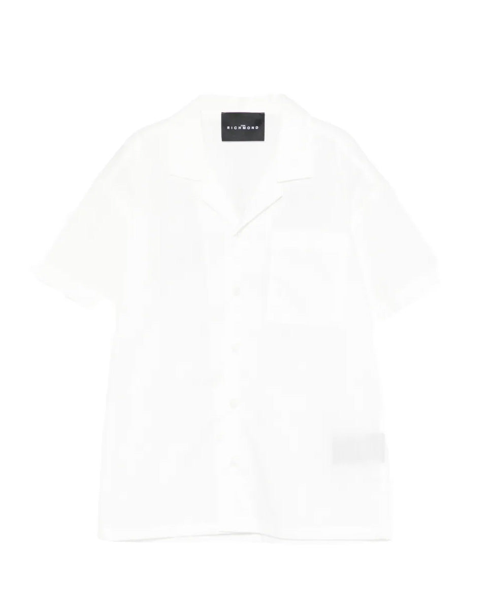 John Richmond Kids Camicia Bianco con Ricamo Logo sul Retro per Bambini