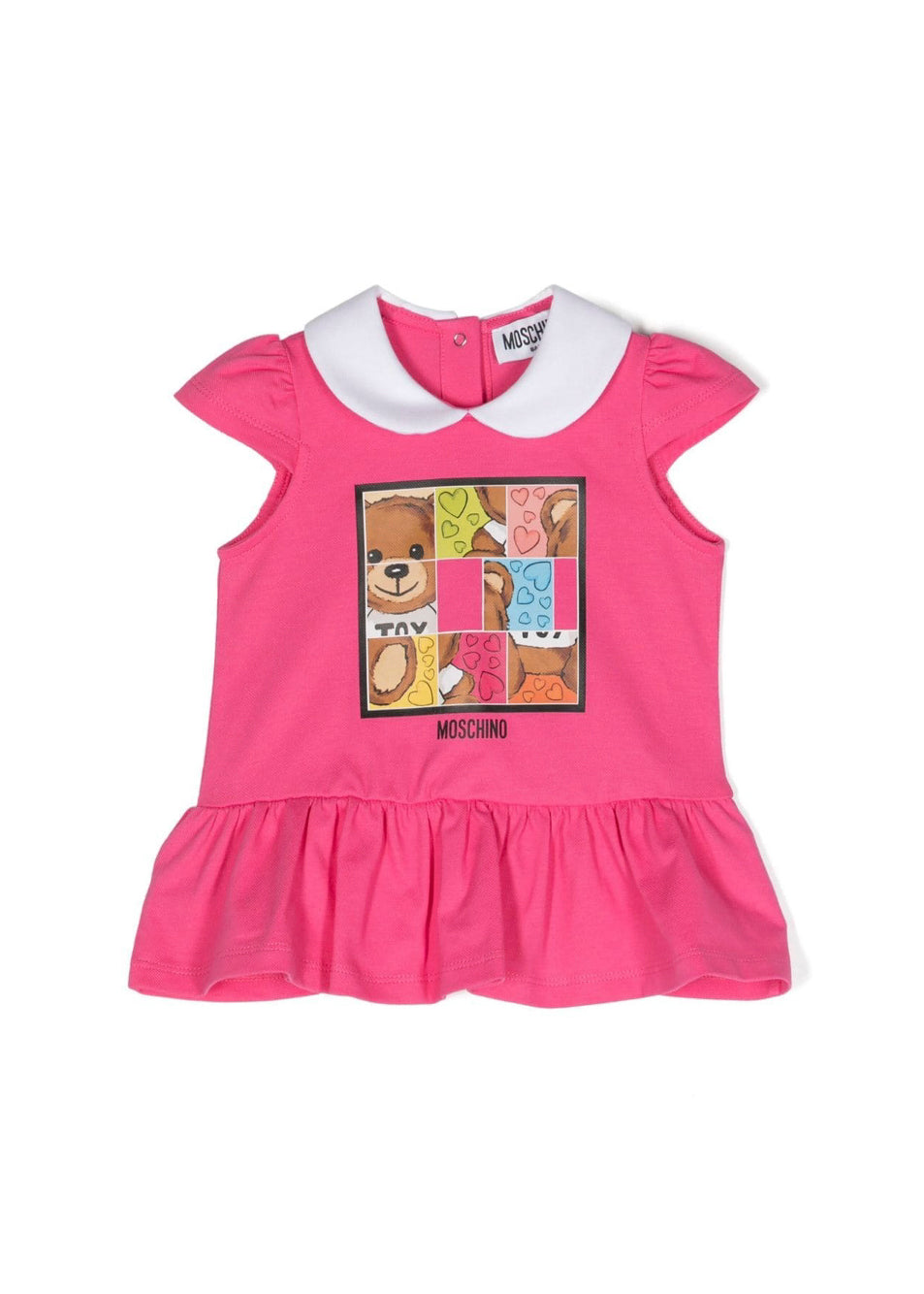 Moschino Kids Abito Smanicato Fucsia con Coulotte per Neonate