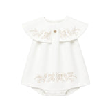 Roberto Cavalli Kids Abito Avorio con RIcami con Colletto Peter Pan per Neonate
