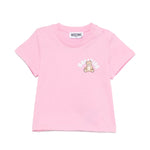 Moschino Kids T-Shirt Rosa con Logo Teddy Bear per Neonati