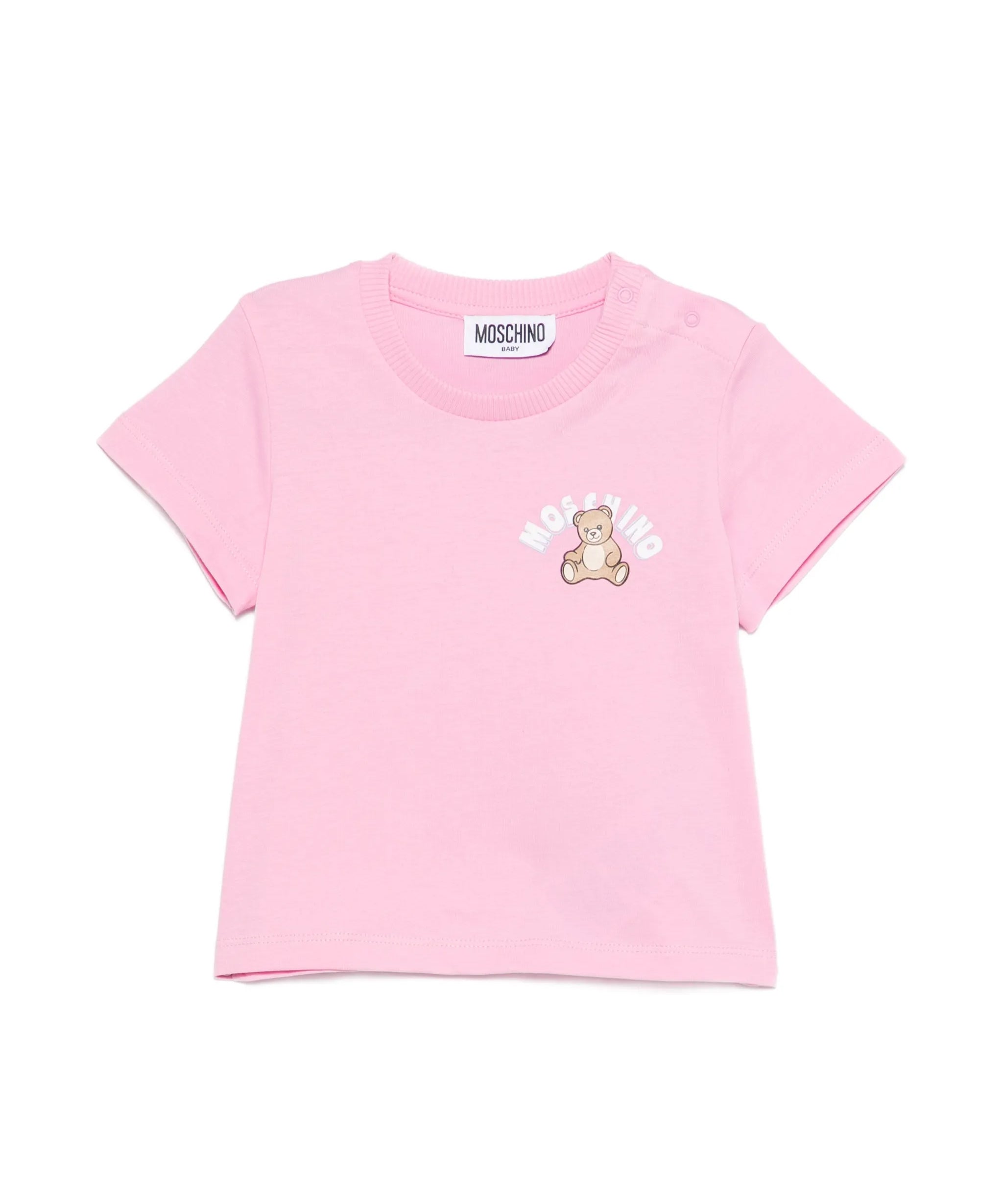 Moschino Kids T-Shirt Rosa con Logo Teddy Bear per Neonati