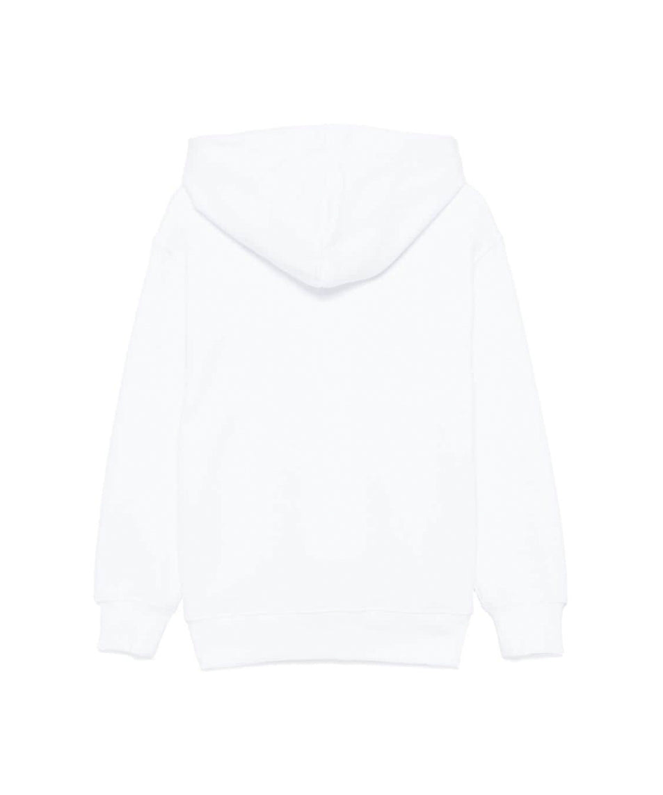 MSGM Kids Felpa Bianca con Cappuccio con Stampa per Bambini (retro)